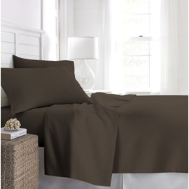 Linen Market Double-Brushed Microfiber Full Sheet Set 4 Piece – Oeko-TEX Certified Ultra Soft & Wrinkle-Free - 16" Deep Pocket Sheets - Easy Care Full Size - Chocolate