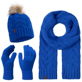 Rock Creek U-100 Winter Hat Scarf Glove Set, Blue - U-101