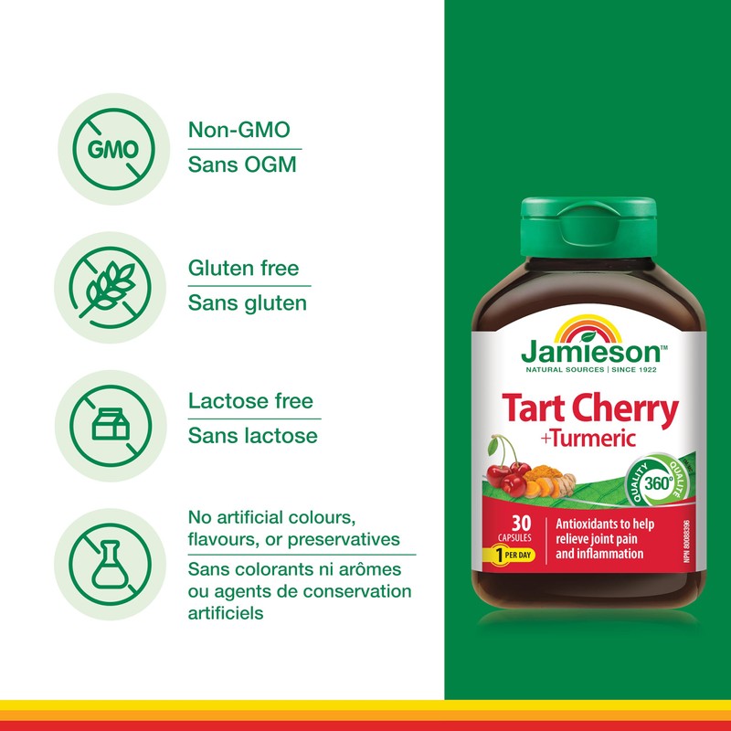 Jamieson Tart Cherry & Turmeric, 30 Capsules