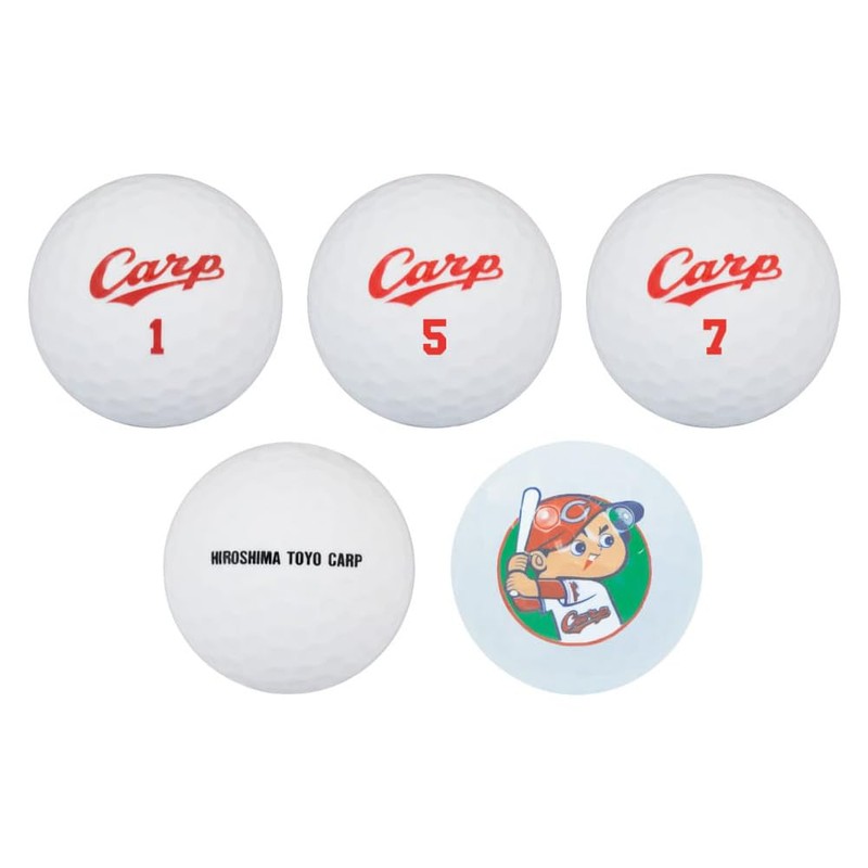 LEZAX HCBA-3755 Hiroshima Toyo Carp Golf Balls, 6-Pack, White