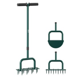 JivaJot Lawn Aerator Tool and Edger Tool, 2 in 1 Lawn Tool Set, Manual Grass Aerator, Half Moon Edger with Rubber Handle for Garden Maintenance, Grass Aeration