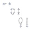 MACACHII 3 Pairs of Earrings 925 Silver Set for Women