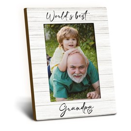 Foyoulame World's Best Grandpa Grandpa 4x6 Picture Frame, Grandpa Gifts for Father's Day Birthday Wooden Picture Frame, Best Grandfather Gifts Decorative Photo Frames for Table Desk Decor