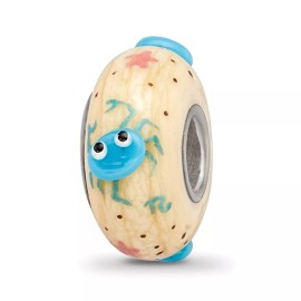 Reflection Beads Sterling Silver Reflections Hand Painted Crab, Cream Glass Bead