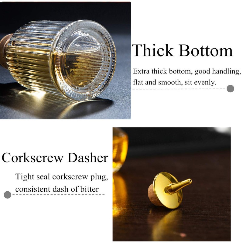 Bitters Bottle for Cocktails - Glass Bitters Bottle with Stainless