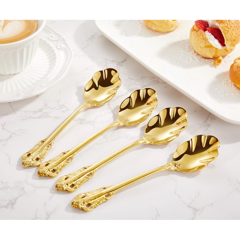 KEAWELL Premium 4-Piece 6" Tea Spoon Set, 18/10 Stainless Steel,