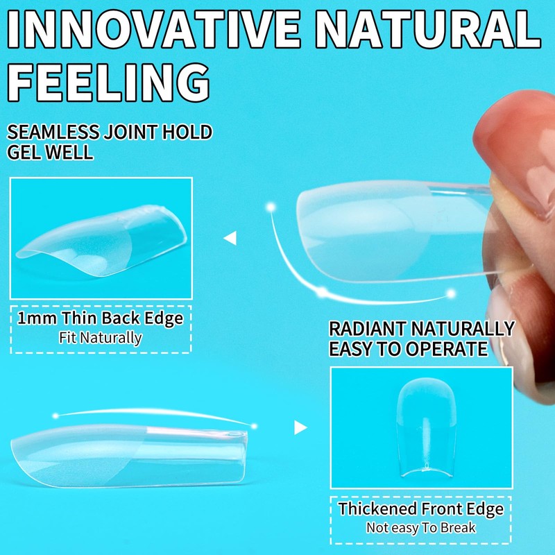 120PCS Clear Half Frosted Nails Tip Almond Acrylic Fake Nails