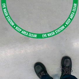 Sigo Signs, Eye Wash Station Keep Area Clear, 24x48 Inches, Floor Decal Anti-Slip Adhesive Floor Sign Made in USA