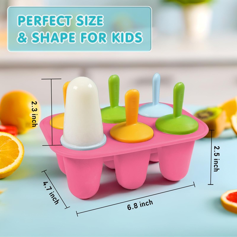 Miaowoof Silicone Popsicles Molds for Toddlers, 6-Cavity Non-BPA Premium Silicone