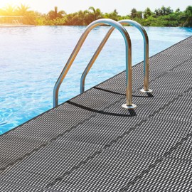 tonchean 3X10 Ft PVC Drainage Pool Mat for Deck Non-Slip Mesh Hollow Wet Area Floor Mats 0.22'' Thick Waterproof Pool Deck Rug for Kitchen, Bathroom, Patio, Bar, Indoor & Outdoor Use, Grey