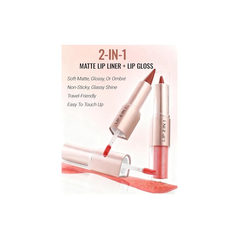 Lápiz de Labios y Pintalabios Líquido 2 en 1 con