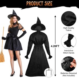 Halloween Decorations Outdoor - 5 Pack 4.3 FT Light Up Holding Hands Witches with Color Changing Glowing Faces - Halloween Witch Decor with Stake for Yard Lawn Garden Porch Haunted House Decor