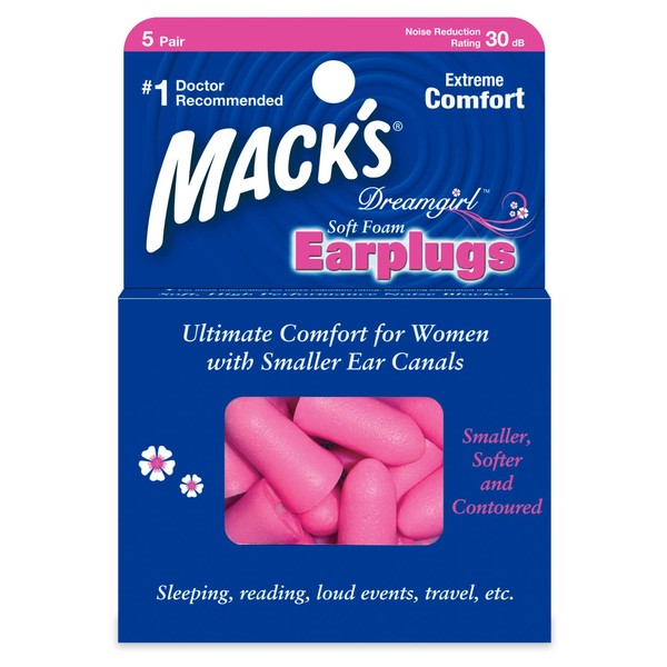 Mack's Tapones para los oídos Dreamgirl de espuma suave, 5 unidades (paquete de 6)