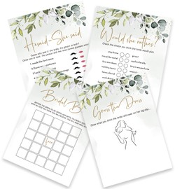 Botanical Eucalyptus Bridal Shower Game Set – 4 Fun Games and Activities for 25 Guests, Includes Bingo, He said She said, for Guests, Couples Wedding Shower Games for Couples, Bridal Party Game