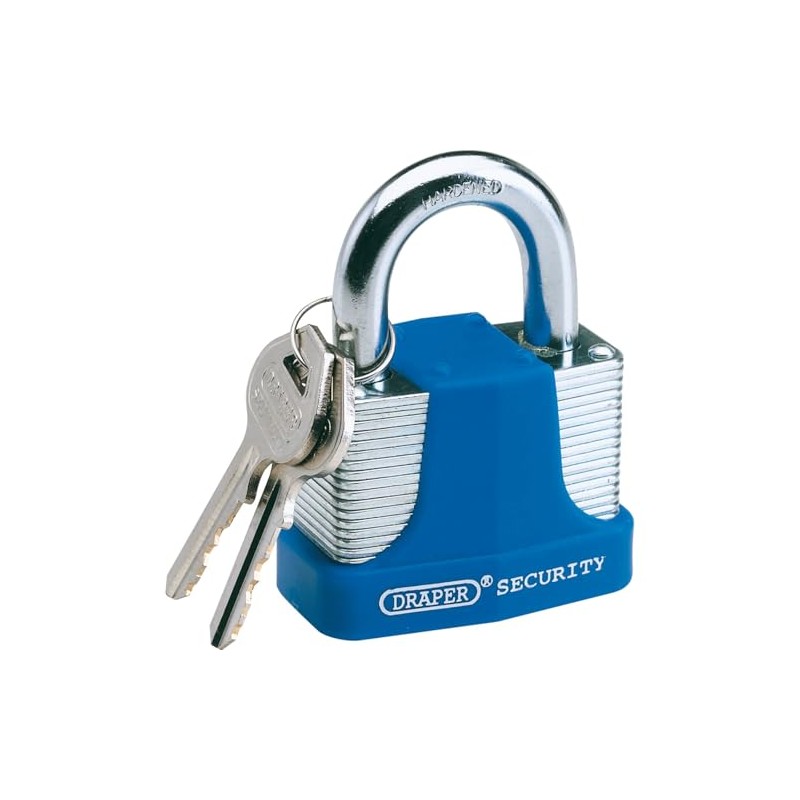 Draper 64180 Laminated Steel Padlock and 2 Keys with Hardened