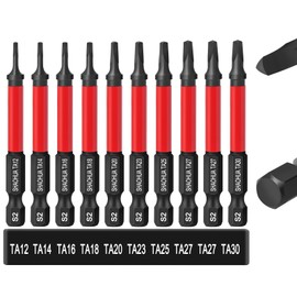 Pack of 10 Triangle Screwdriver Bits 65 mm, CYLBAQ Hex Shank Triangle Head Screwdriver Bits 12/14/16/18/20/23/25/27/30 mm Magnetic Triangle Screw Bits, S2 Screwdriver Bit