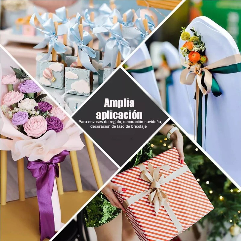 MINI BOXX Liston Satinado Set Cintas Decorativas Bodas, Regalos, Flora