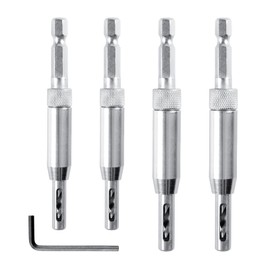 Hinge Drill Bit Set 5PCS – Self Centering Woodworking Hole Opener for Cabinet Door – 5/64", 7/64", 9/64", 11/64", with Hex Shank Steel Self Centering Drill Bit for Precision Drilling