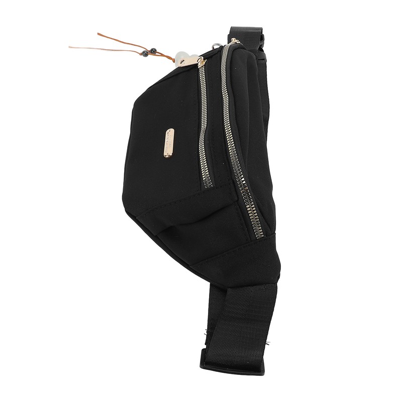 Waist Bag Multi Layer Stylish PU Smooth Zipper Large Capacity