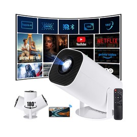 Mini Projector, Automatic Correction Vertical Direction,WiFi+BT5 Android11,4K Video Support,Projection Size 40~150 Inch 180° Multi-Angle Adjustmen,Portable Projector for Bedroom,Living Room