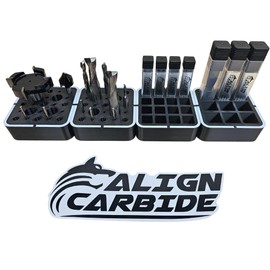 Align Carbide CNC Router Bit Storage Blocks - Qty (4) Blocks Included - CNC Router Bit Holder - Align Carbide Sticker Included.