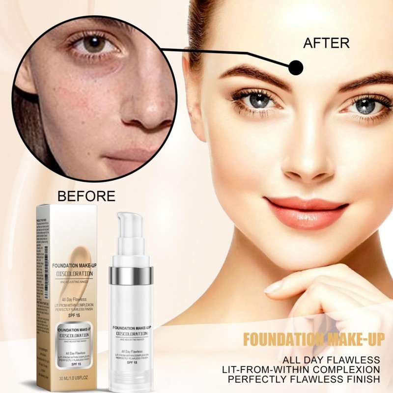 Foundation Color Changing,Flawless Colour Changing Warm Skin Tone Foundation,Liquid Foundation,Founda-tion