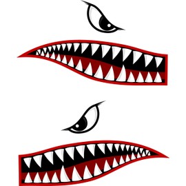 Shark Teeth Eyes Decal Set, 18x10 inches, Golf Cart Graphics, UTV, Side by Side, Sand Rail, Black and Red