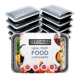 Efforias [20 Pack, 28oz] 1 Compartment Plastic Meal Prep Containers - Reusable BPA Free Food Containers with Airtight Lids - Microwavable, Freezer and Dishwasher Safe