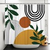 Canessioa Boho Geometric Shower Curtain White Beige Mid Century Abstract