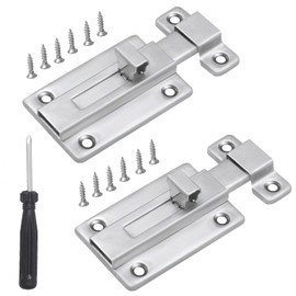 Door Bolt，2PCS Bathroom Door Lock，yeestone Small Bolt Lock, Slide Bolt Lock, Chrome Latch Locks for Bedroom Bathroom Toilet(with Screwdriver Screws)