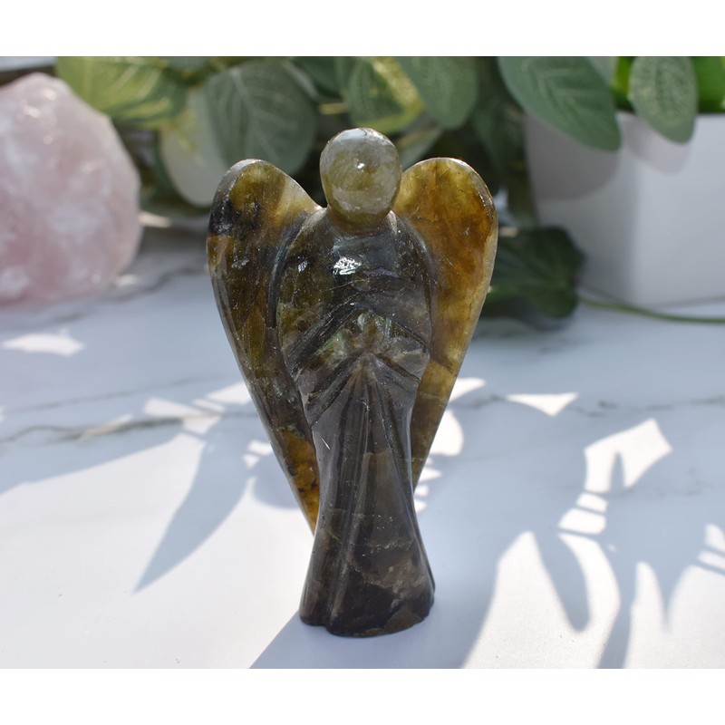 Reiki Healing Energy Charged Labradorite Crystal Large 8 cm Angel