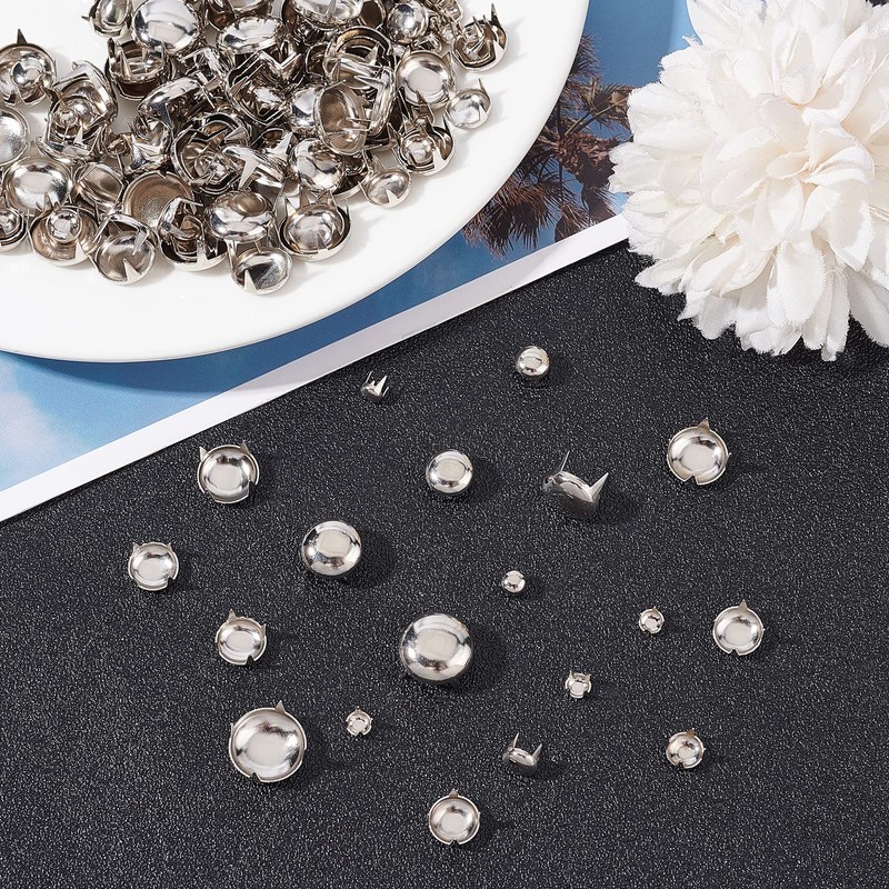 GORGECRAFT 200Pcs 4/6/8/10/12mm Claw Rivet Nailheads Spots Stud Round Dome