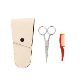 Mikinona Stainless Steel Beard Scissors Set 2-Piece Grooming Kit for Beard and Eyebrow Trimming with Comb and Bag Professional Hair Cutting Tools