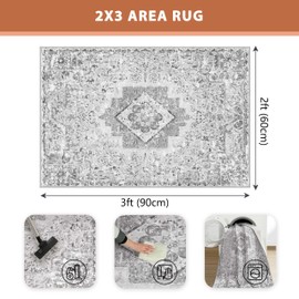 keensoft - Alfombra de área gris 2x3 para el hogar, Tapete Alfombra Pequeña