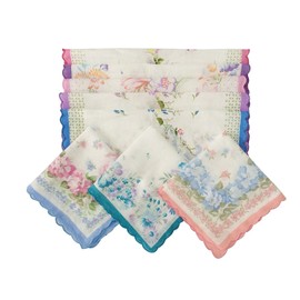 Forlisea Womens Colorful Ladies Hankies 100% Cotton Handkerchief Wendding Hanky