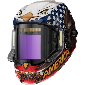 ANDELI Welding Helmet - Panoramic 180° View 3.94"X3.74",True Color Auto Darkening Welding Helmet with Light, 4 Arc Sensor, 4/5-8/9-13 Type-C Charging MONERAE-LED