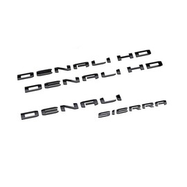 4Pcs Set 19-23 Denali DENALIHD Sierra Emblems 3D Letters Badges NAMEPLATE Stickers Decal Replacement for Sierra 1500 2500HD 3500HD Denali HD 23400374 (Gloss Black)