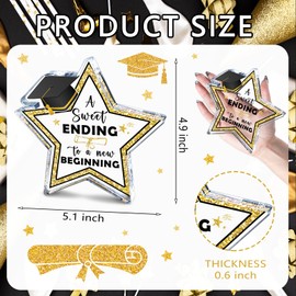 Graduation Acrylic Sign Decor Desk Sign 2025 Graduate a Sweet Ending to a New Beginning Wooden Star Shaped Sign Graduation Party Decoration Grad Gifts