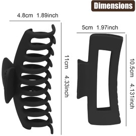 MCSWSEE Juego de 8 Pinzas para Cabello de Mujer, Accesorios para el Cabello Elegante de 4.3 Pulgadas, Antideslizantes Clip para Cabello de Mujer para Cabello Fino y Rizado (Negro)