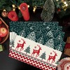 Set of 4 Christmas Place Mats, Washable Pixel Style Red