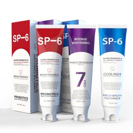 SP-6 Toothpaste Set，6 Probiotics for Whitening &Cooling Fresh Breath, and 7- Pro Intense Whitening, Fluoride-Free, Safe for Enamel, Deep Brithtening& Freshness