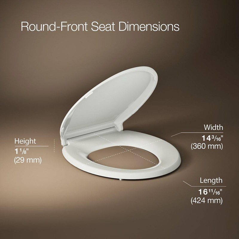 KOHLER 4639-RL-NY Cachet ReadyLatch Round Toilet Seat Soft Close, Dune