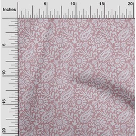oneOone Georgette Viscose Dusty Pink Fabric Paisleys Paisley Fabric for Sewing Printed Craft Fabric by The Meter 42 Inch Wide