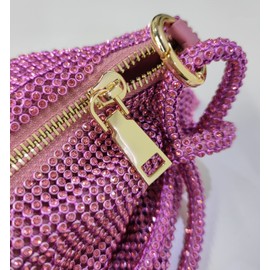 Rhinestone Hobo Bag for Women Chic Evening Handbag Shiny Purse for Travel Vacation 2022, Pink