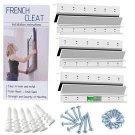 French Cleat Picture & Mirror Hanger - 6" 65 lb - Built in Level - Heavy Duty Wall Mounting Bracket for Hanging Whiteboard, Headboard, Soundbar, Cabinets, Shelf, Panels - Z Bar Clip Hanger 3 Pairs