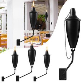 ZSPENG 6 Pack Wall Mounted Citronella Torches,22 Oz Garden Torches for Outside, Easy to Set Up and Refill Metal Torch, Flame Light Torch for Indoor or Outdoor Decor.