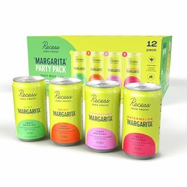 Recess Zero Proof “Margarita” Party Pack Mini Cans, Alcohol Free Drinks, With Adaptogens, Non-Alcoholic Beverage Replacement, Mixer, Celebration “Margarita” Party Pack, 7.5oz, Pack of 12