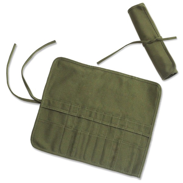 TK&Co. Cutlery Case, Cloth (22 Storage Pockets), Camping, Scrollable Tableware,