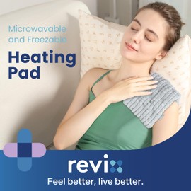 REVIX Microwave Heating Pad, 6 * 12" Multipurpose Heating Pad Microwavable with Flaxseeds for Muscles, Moist Heat Pack for Neck, Back, Knee, Gray