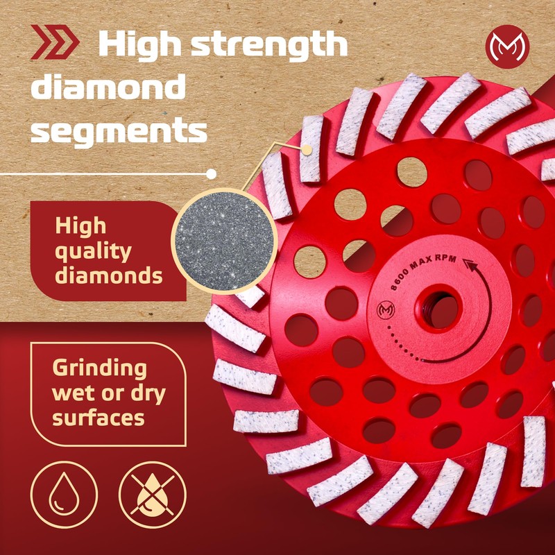MonoPro Diamond Grinding Wheel 7 inch for Angle Grinder, Concrete